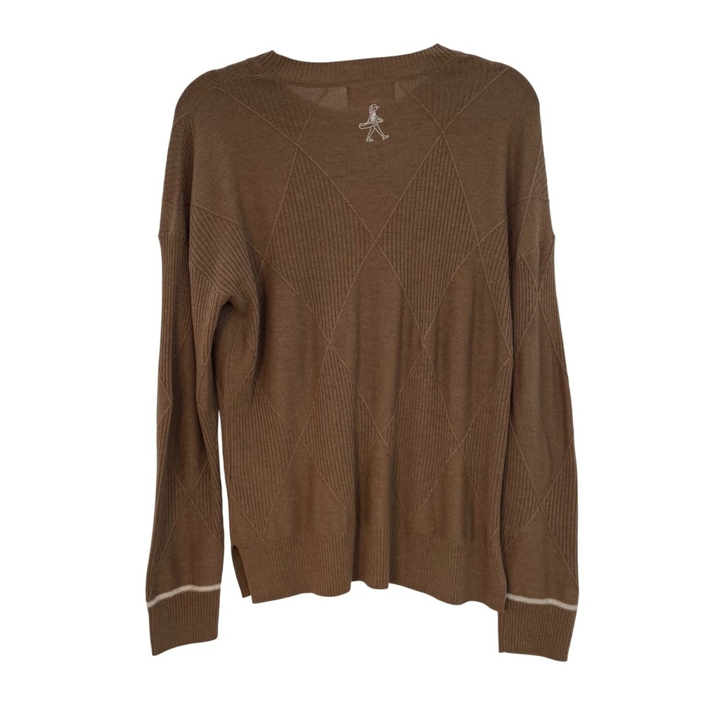 Draw & Fade Merino Wool Blend Diamond Knit Crew Neck Sweater L Capsule - Picture 2 of 11